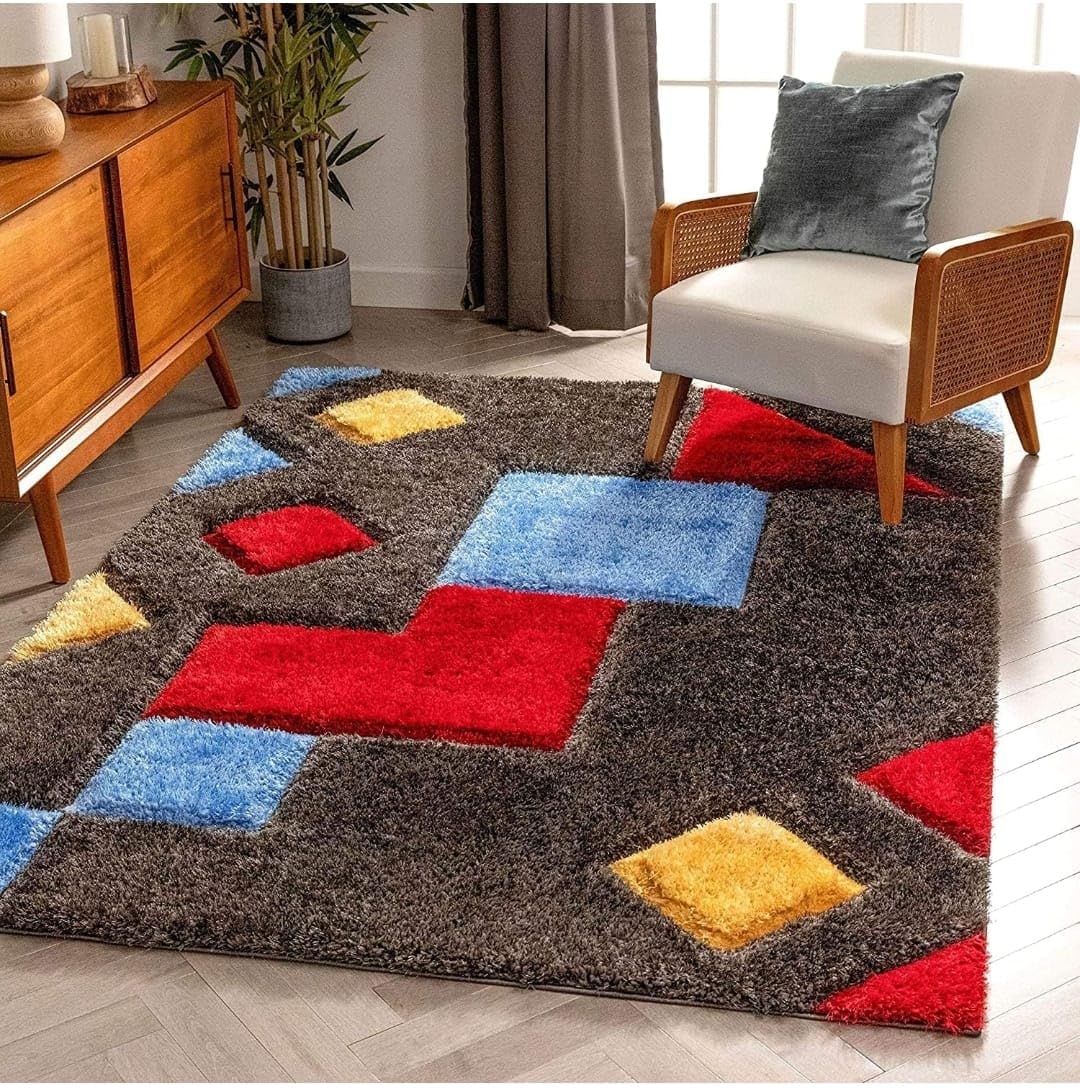 Modern Geometric Shaggy Carpet