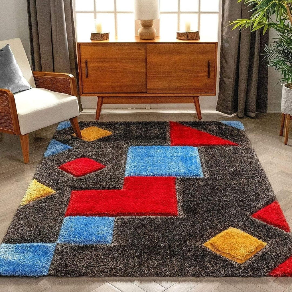 Modern Geometric Shaggy Carpet